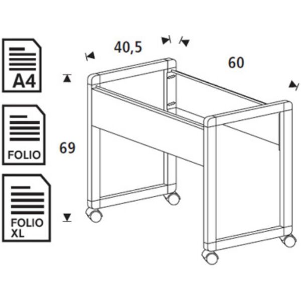 Τροχήλατη Βάση Κρεμαστών Φακέλων A4-Folio-Folio XL Rocada RD310