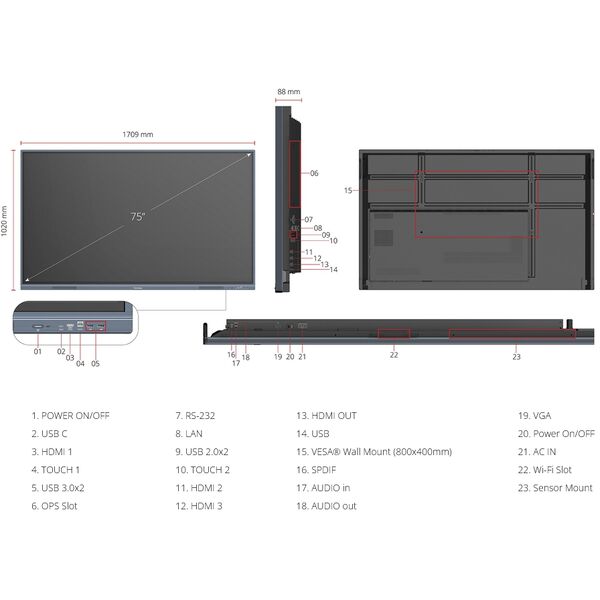 Διαδραστική Οθόνη Αφής 75" Viewsonic IFP7533-G 4K Interactive Display