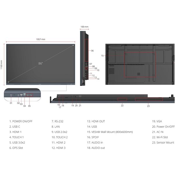 Διαδραστική Οθόνη Αφής 86" Viewsonic IFP8633-G 4K Interactive Display