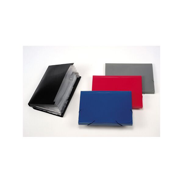 Μαύρο Ντοσιέ με 12 θήκες φυσαρμόνικα μικρό black red
