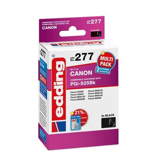 Μελάνι Εκτυπωτή Edding-277 Twin pack Canon PGi-525Bk black (Text)