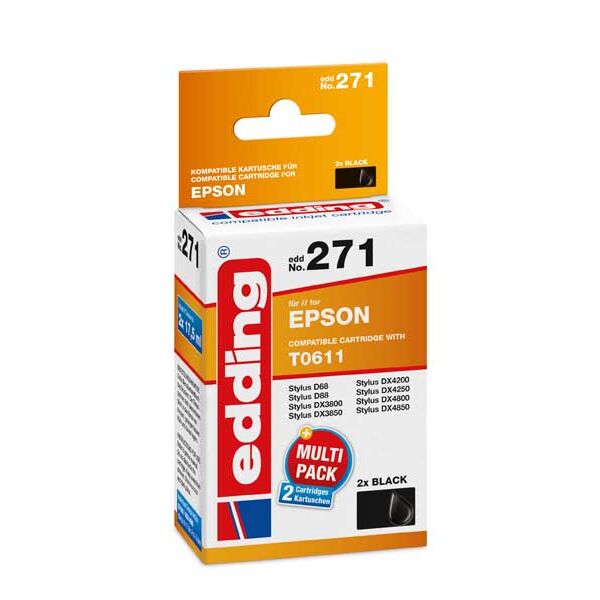 Μελάνι Εκτυπωτή Edding-271 Twin pack Epson T061140 black