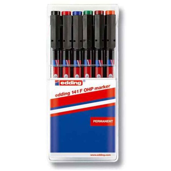 OHP διαφανειών ανεξίτηλοι  0,6mm edding 141 F σετ 6 χρωμάτων