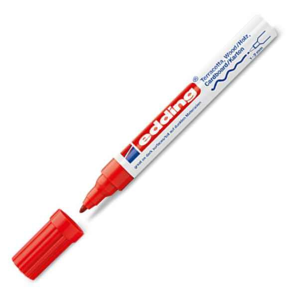 Μαρκαδόρος deco marker edding 4040, για ματ βαφή σε όλες σχεδόν τις επιφάνειες σε κόκκινο