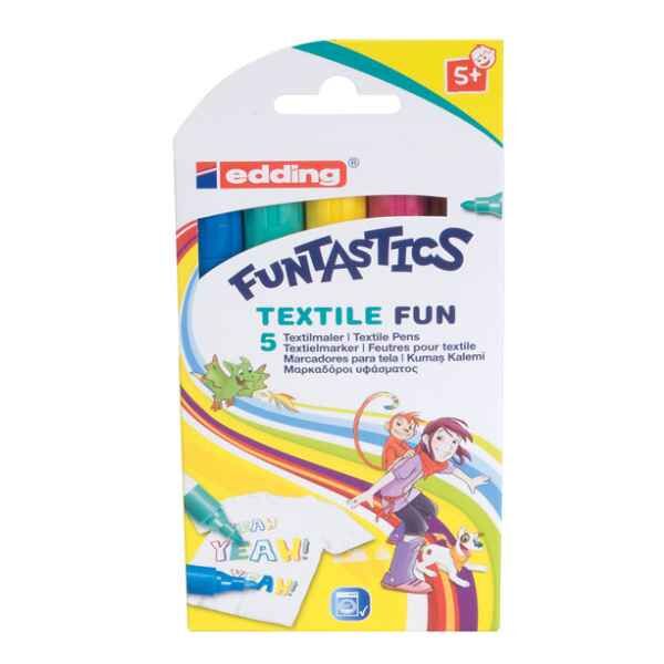 Μαρκαδόροι set 5 χρωμάτων edding FUNTASTICS "TEXTILE FUN"