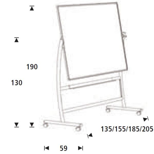 Τροχήλατος Πίνακας Μαρκαδόρου Rocada - RD6873V20 120x200cm (Μαύρη Βάση)