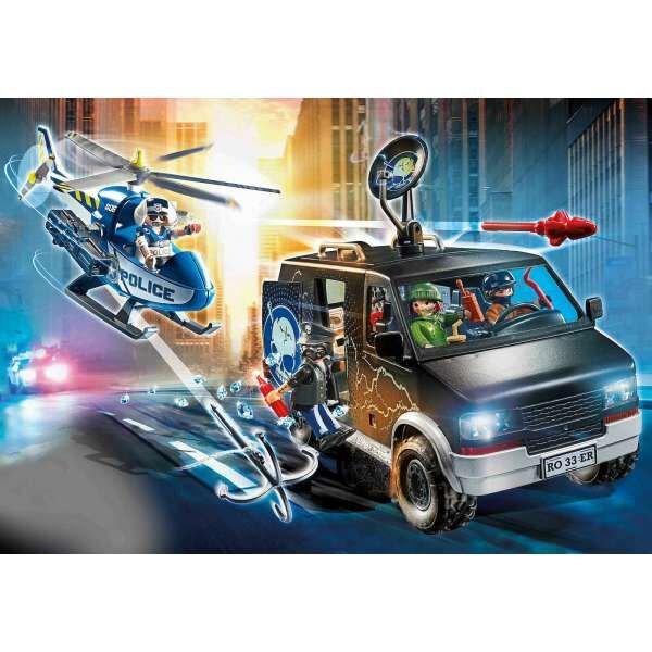Playmobil 70575 Αστυνομικό ελικόπτερο και ληστές με βαν