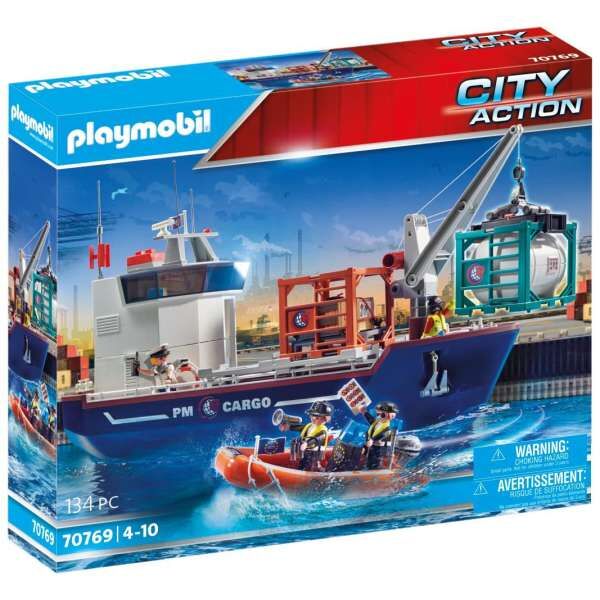 Playmobil 70769 Φορτηγό πλοίο και ταχύπλοο σκάφος τελωνειακών